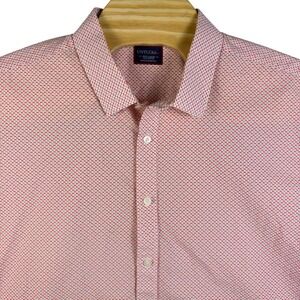 UNTUCKit Button Down Shirt Mens 3XL White Red Fish Print Short Sleeve Cotton